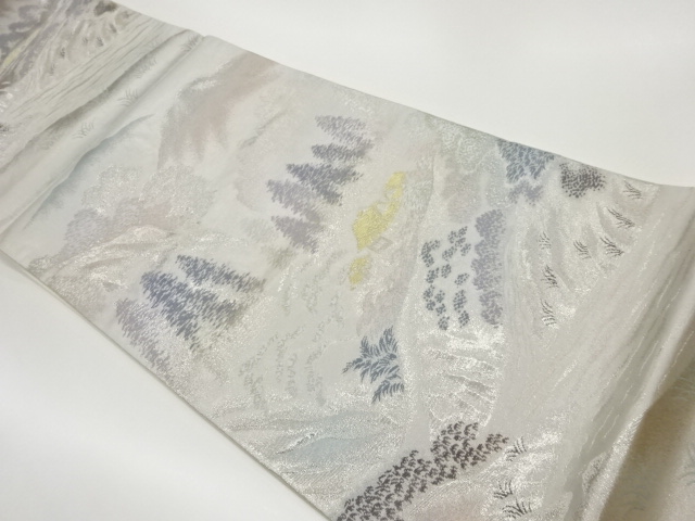 山並み風景に民家模様織出し袋帯